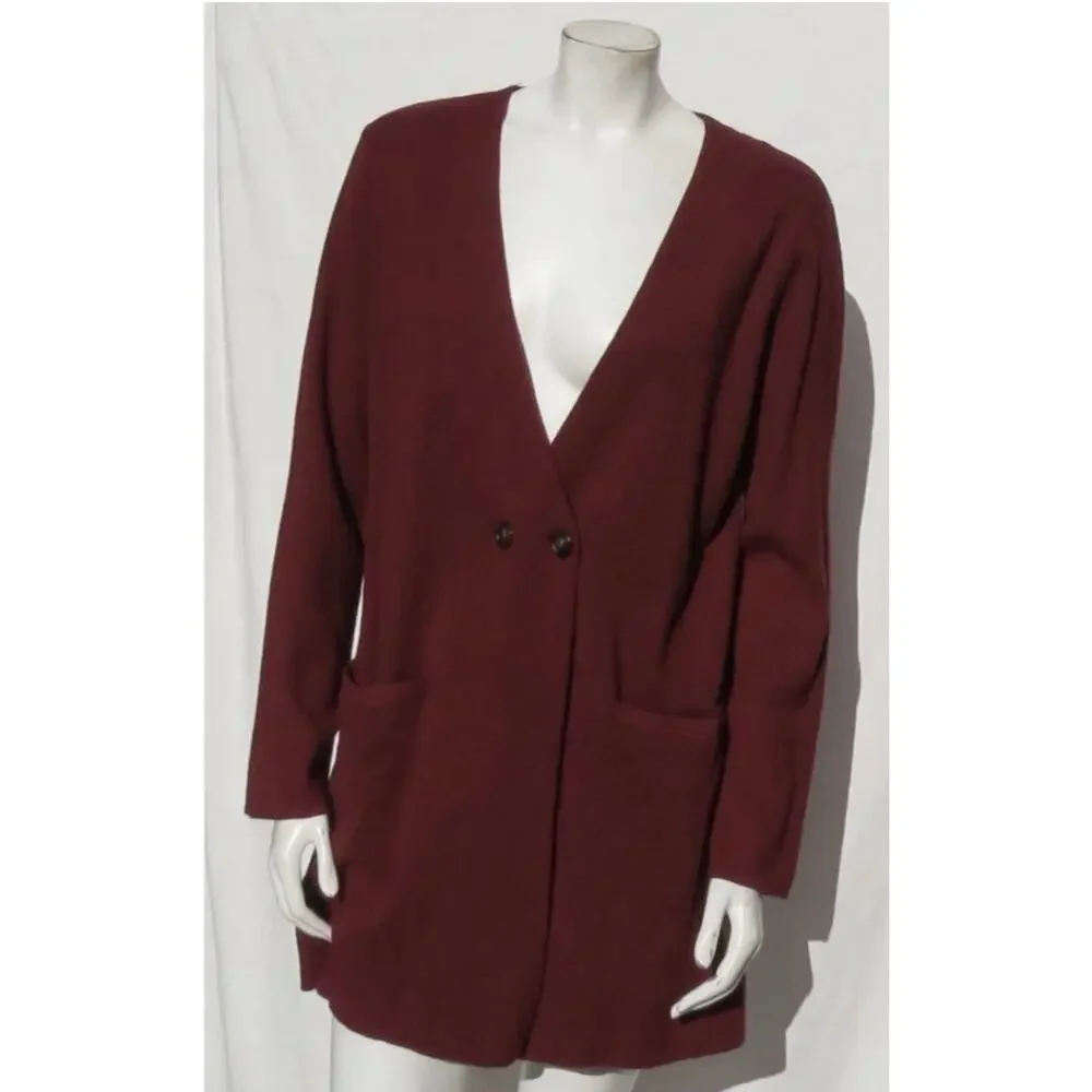 J.Crew Mercantile Cranberry Knit Blazer Cardigan Academia Oversized Sz Large